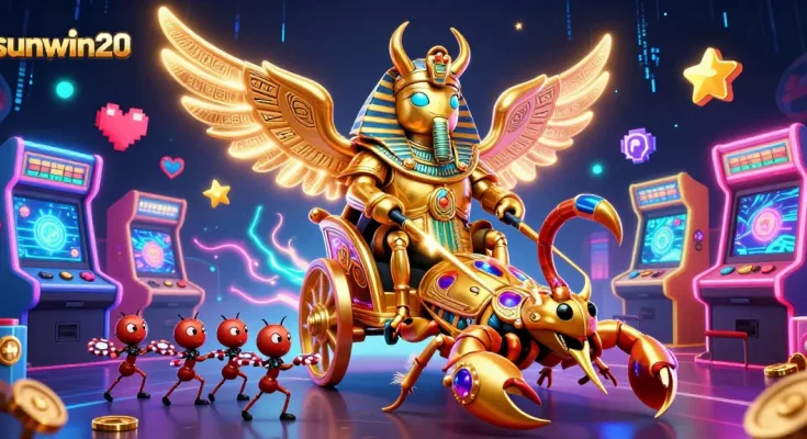 Experience the excitement of winning with sunwin20 in this vibrant casino 3D illustration featuring game elements and characters.